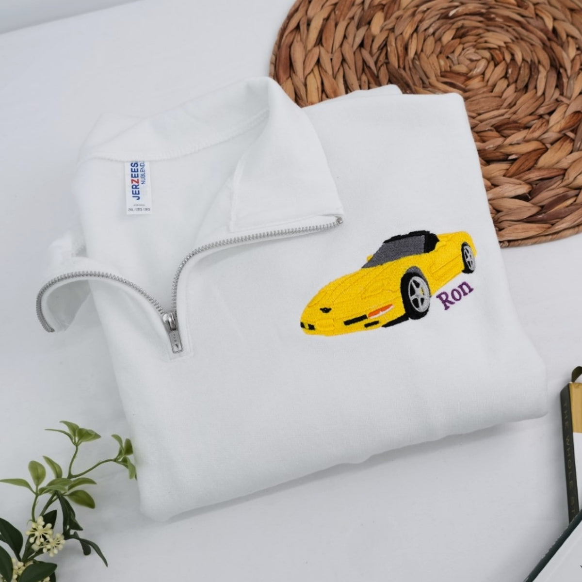 Custom Car Embroidered Quarter Zip - Personalized Sports Car Sweatshirt - Car Enthusiast Gift