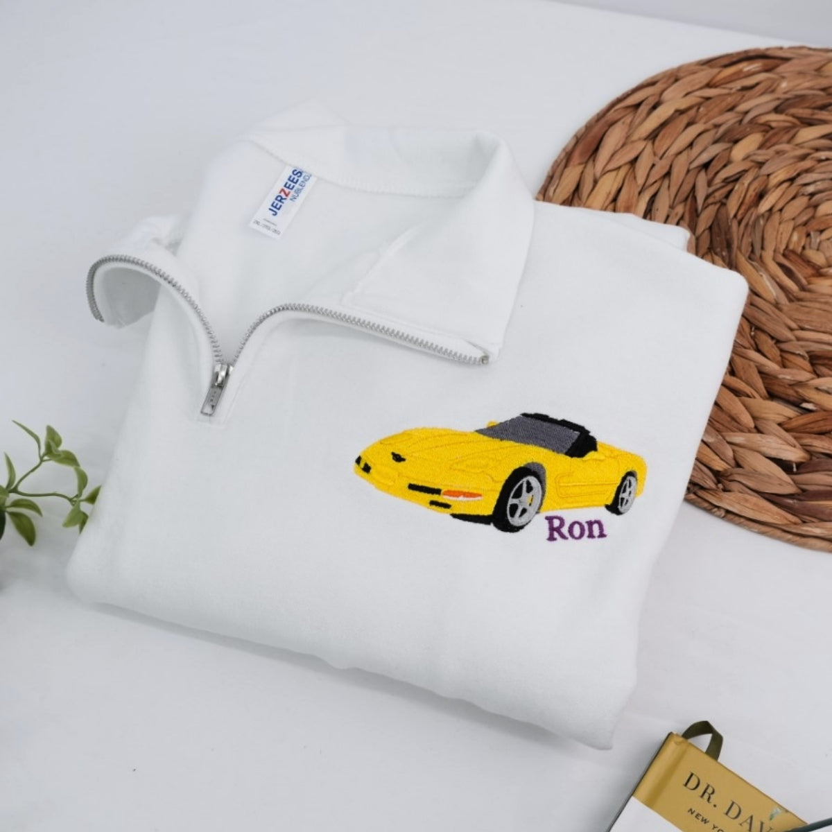 Custom Car Embroidered Quarter Zip - Personalized Sports Car Sweatshirt - Car Enthusiast Gift