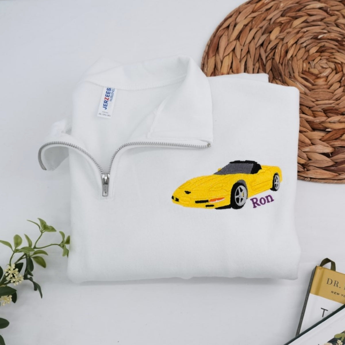 Custom Car Embroidered Quarter Zip - Personalized Sports Car Sweatshirt - Car Enthusiast Gift