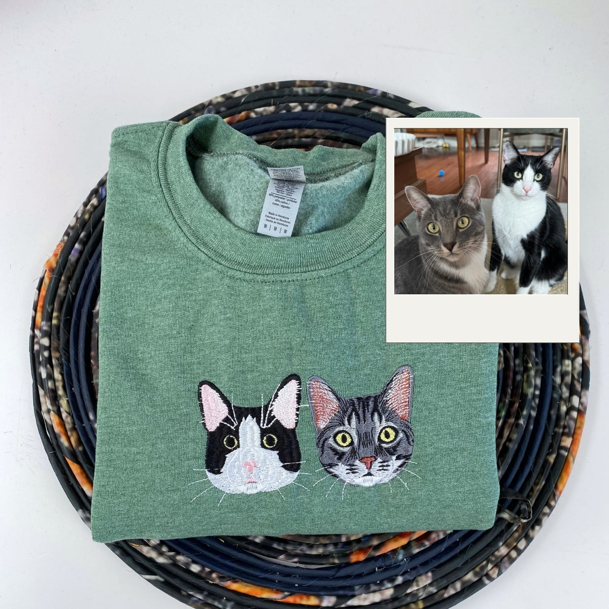 Custom Cat Portrait Embroidered Hoodie - Cat Dad Sweatshirt - Personalized Cat Father Apparel