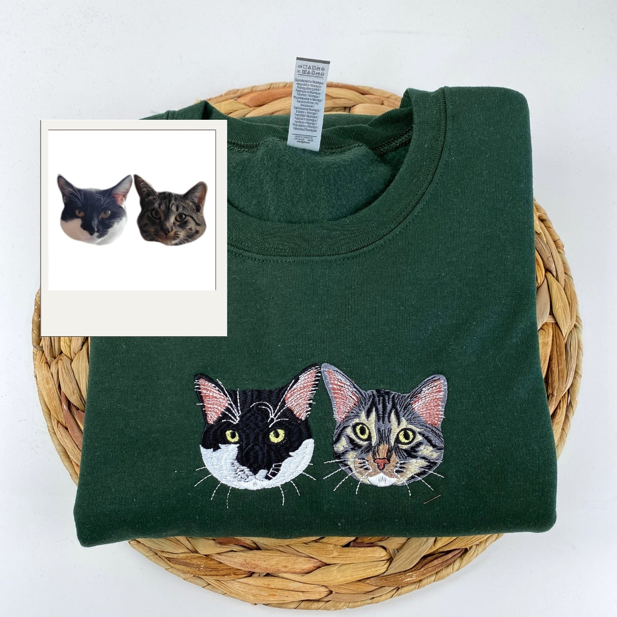 Custom Cat Portrait Embroidered Hoodie - Cat Dad Sweatshirt - Personalized Cat Father Apparel