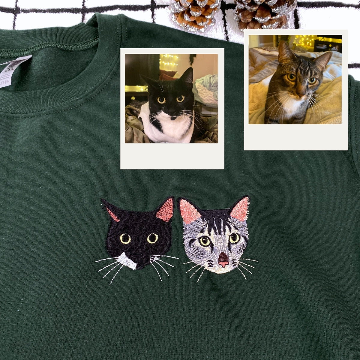 Custom Cat Portrait Embroidered Hoodie - Cat Dad Sweatshirt - Personalized Cat Father Apparel