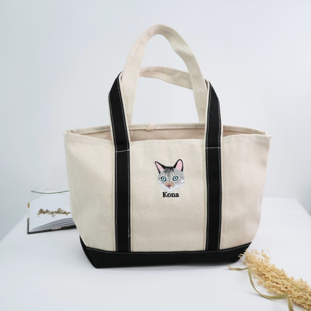 Custom Cat Face Embroidered Bag - Personalized Pet Portrait Accessory - Cat Lover Gift