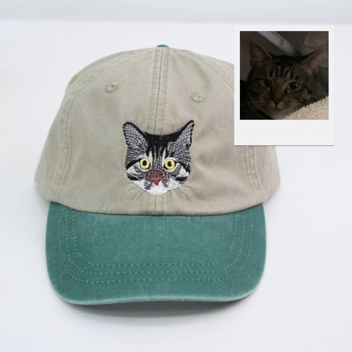 Custom Cat Face Embroidered Cap - Personalized Cat Name - Cat MomDad Gift
