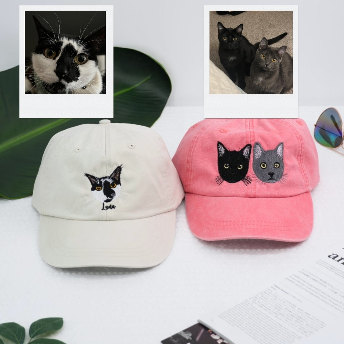 Custom Cat Portrait Hat - Pet Face Embroidered Cap - Personalized Cat Lover Gift