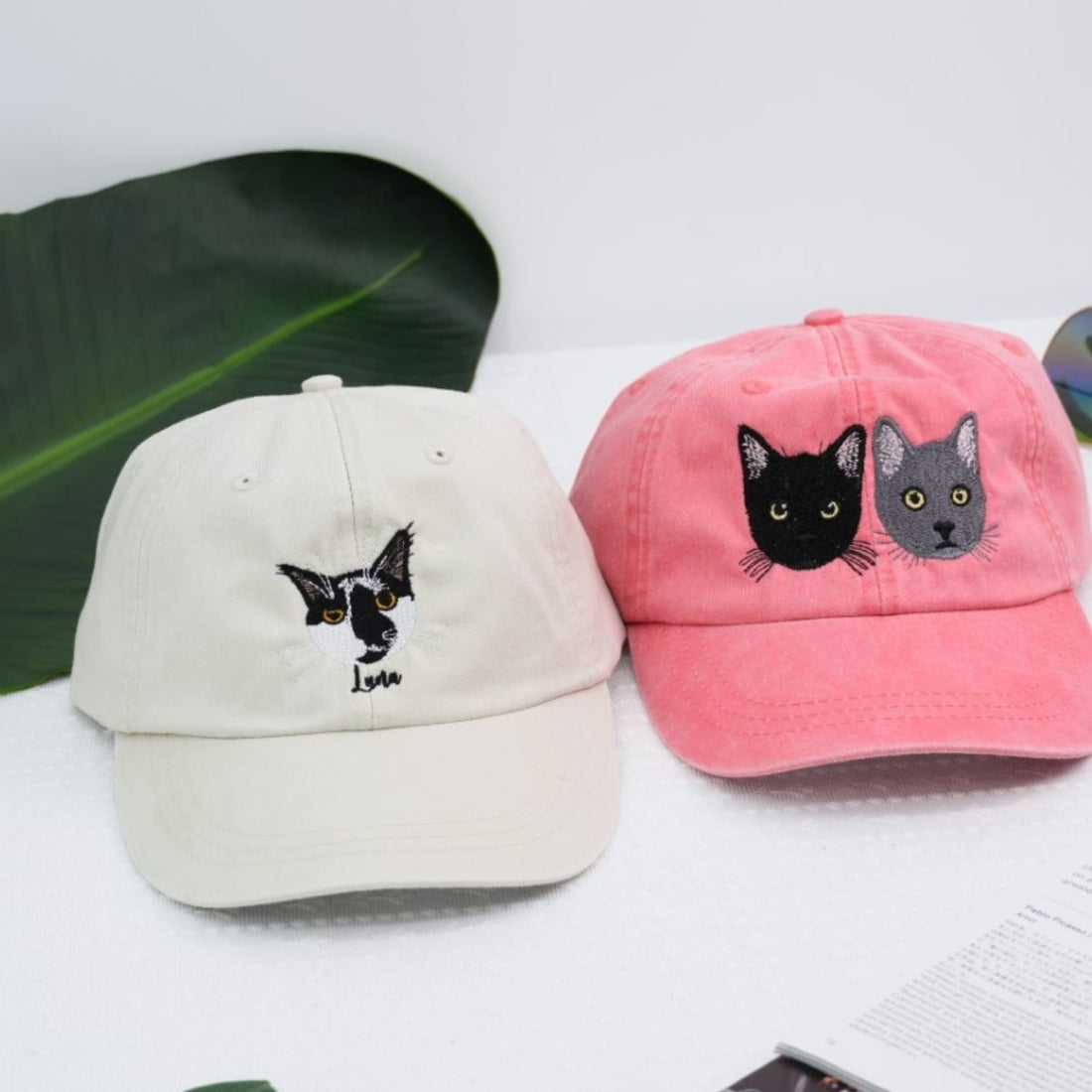 Custom Cat Portrait Hat - Pet Face Embroidered Cap - Personalized Cat Lover Gift