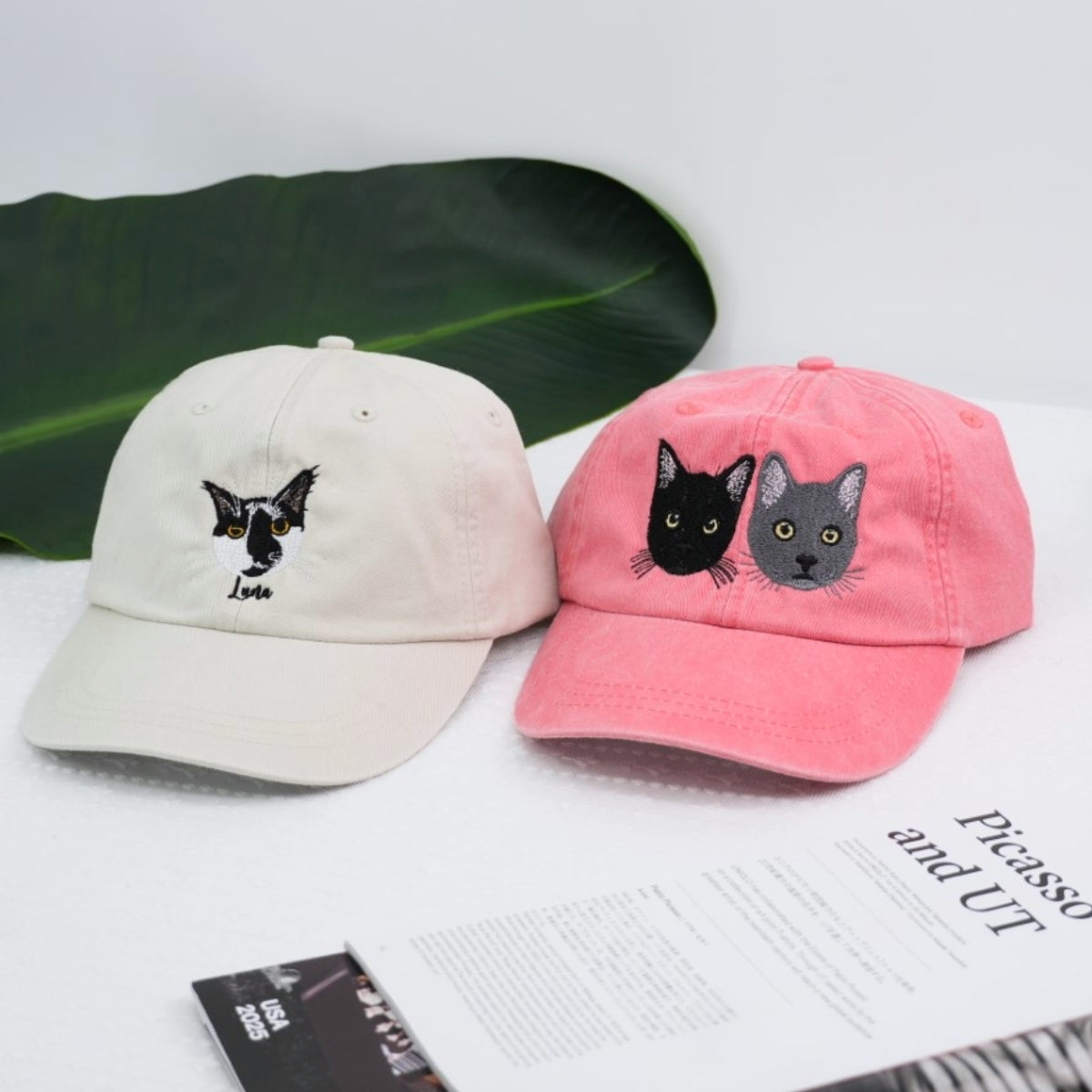 Custom Cat Portrait Hat - Pet Face Embroidered Cap - Personalized Cat Lover Gift