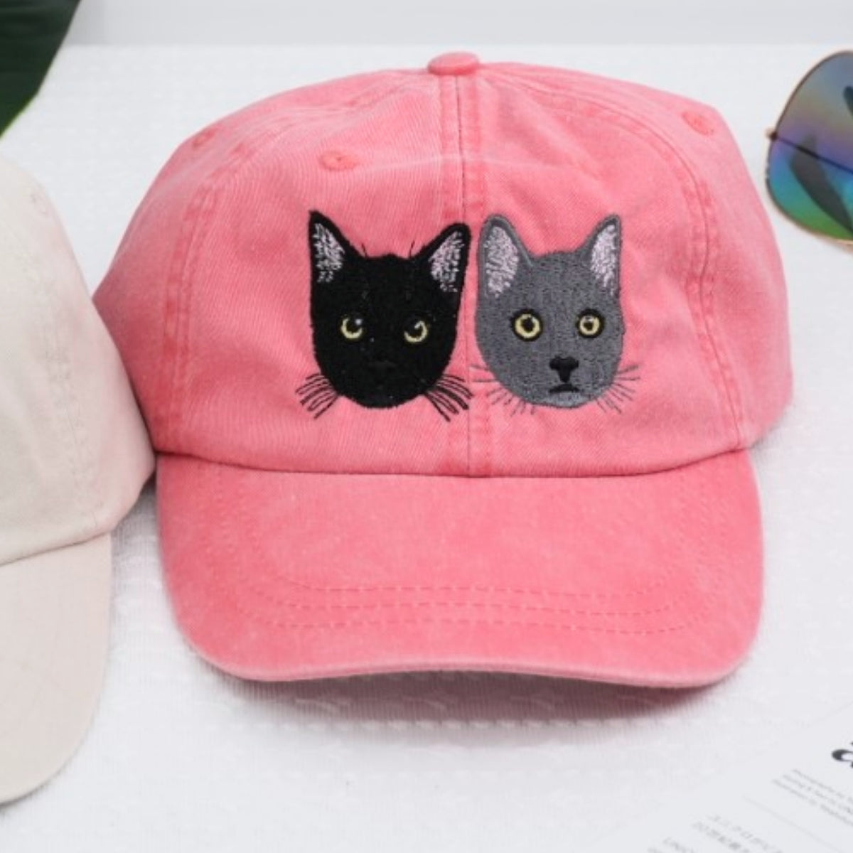 Custom Cat Portrait Hat - Pet Face Embroidered Cap - Personalized Cat Lover Gift
