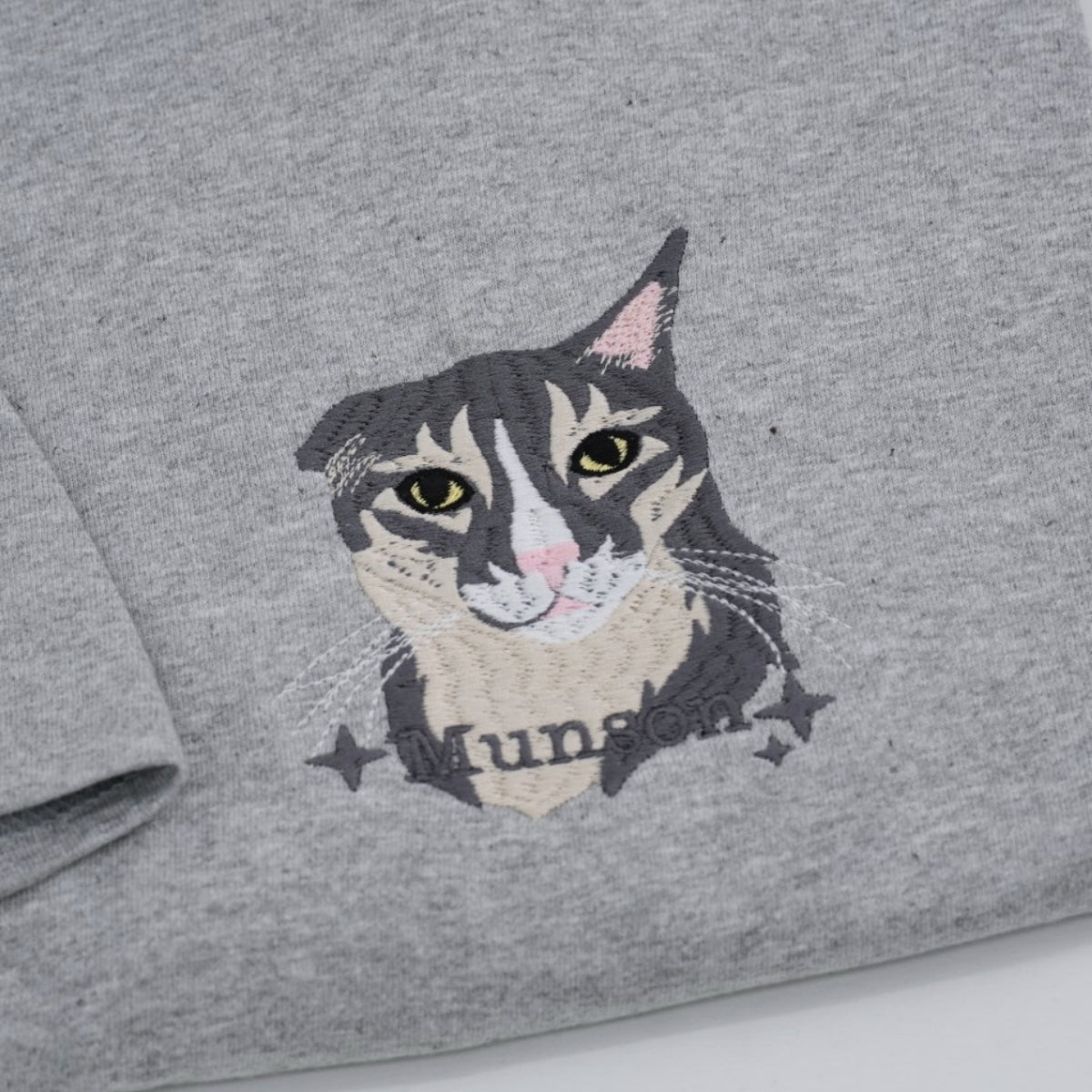 Custom Cat Portrait Embroidered T-Shirt - Cat Face Shirt - Personalized Pet Memorial Gift