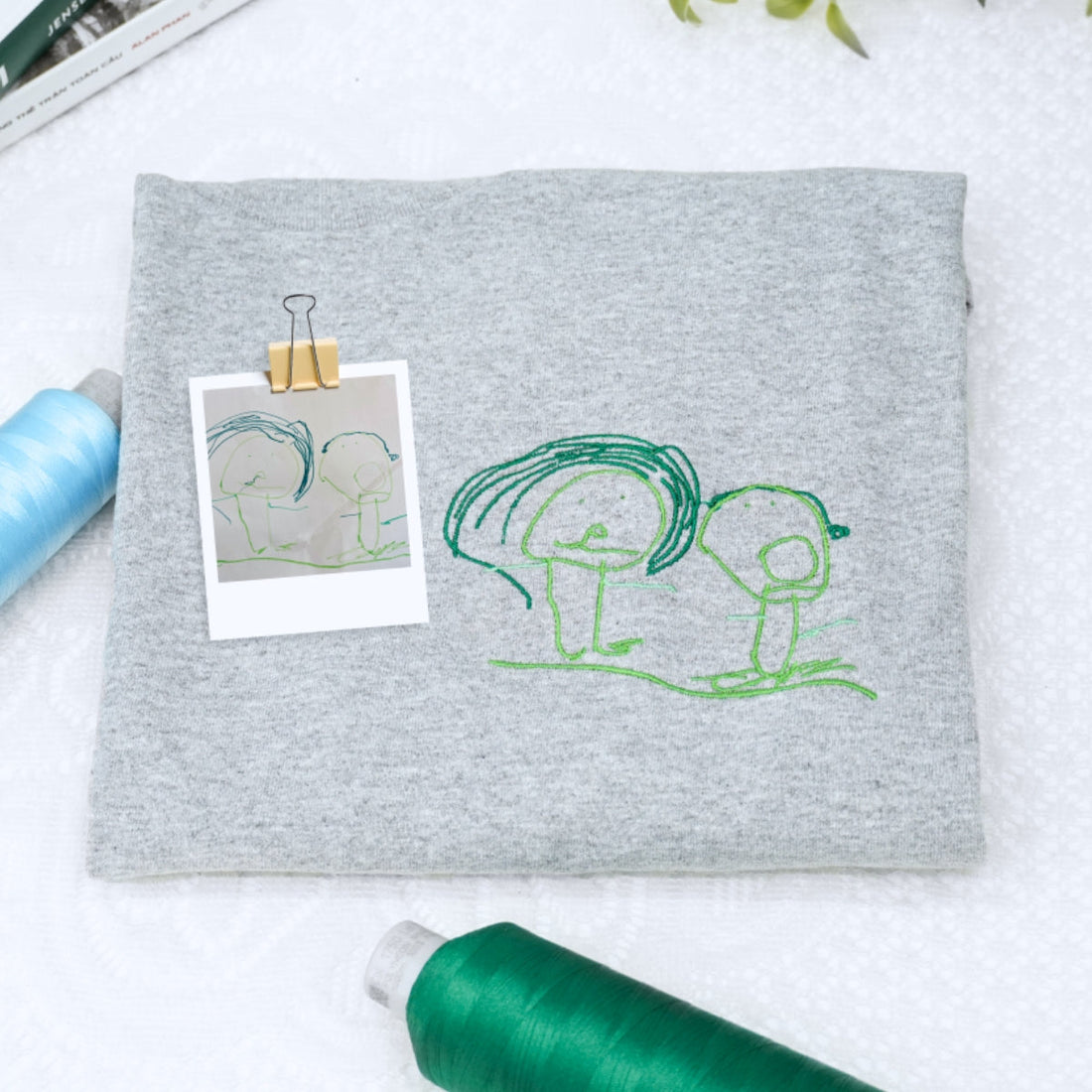 Custom Child Drawing Embroidered Sweatshirt - Kids Artwork - Personalized Family Keepsake