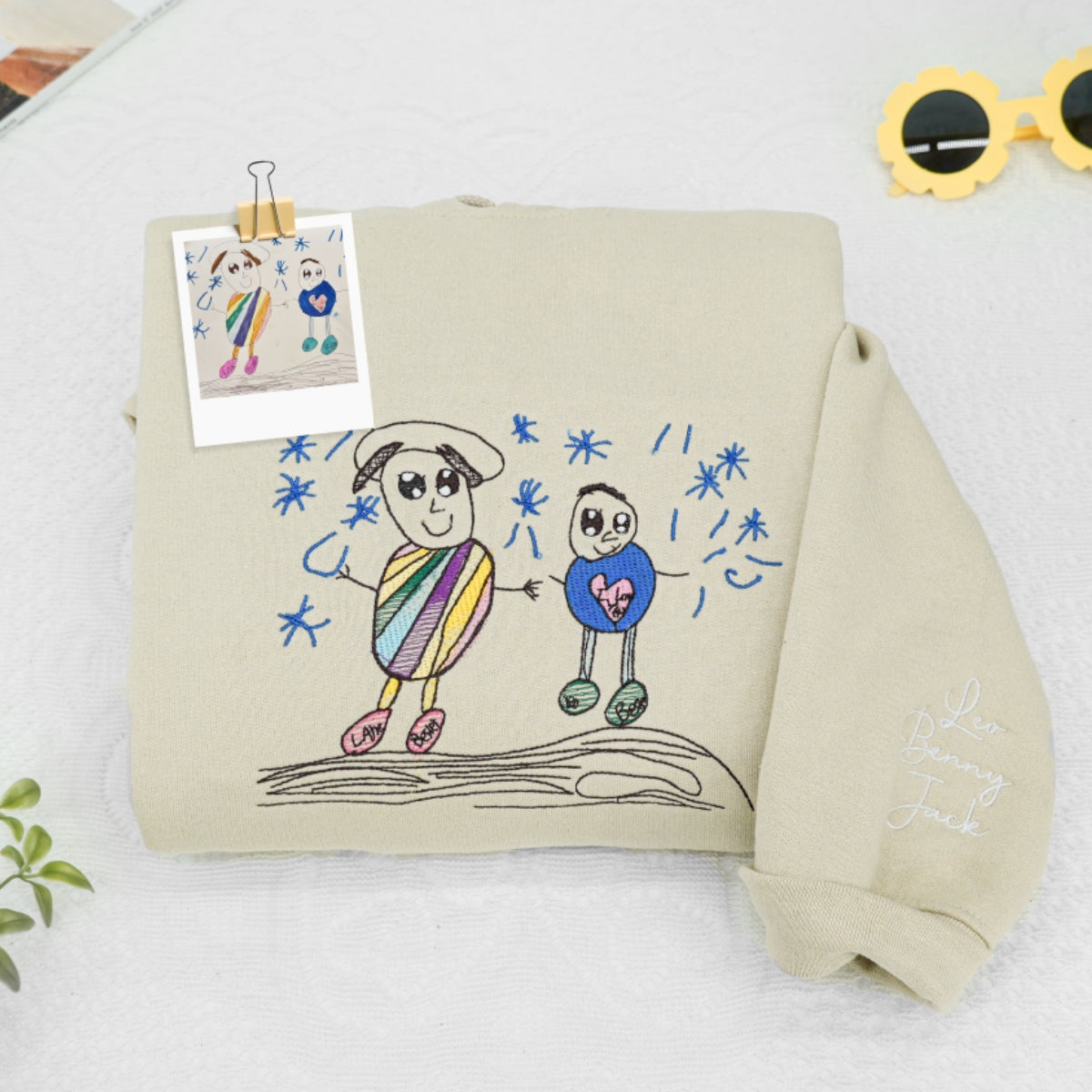 Custom Child Drawing Embroidered Sweatshirt - Kids Artwork - Personalized Family Keepsake