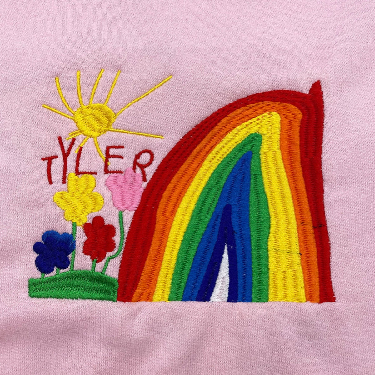 Custom Child Family Drawing Embroidered Sweatshirt - Kids Artwork Hoodie - Personalized Family Keeps