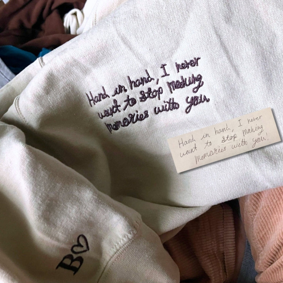 Custom Child Family Drawing Embroidered Sweatshirt - Kids Artwork Hoodie - Personalized Family Keeps