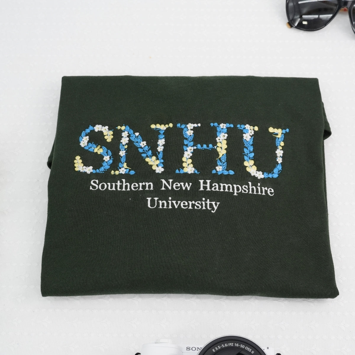 College Graduation Custom Embroidered Hoodie - University Floral Letter - Personalized Degree Gift