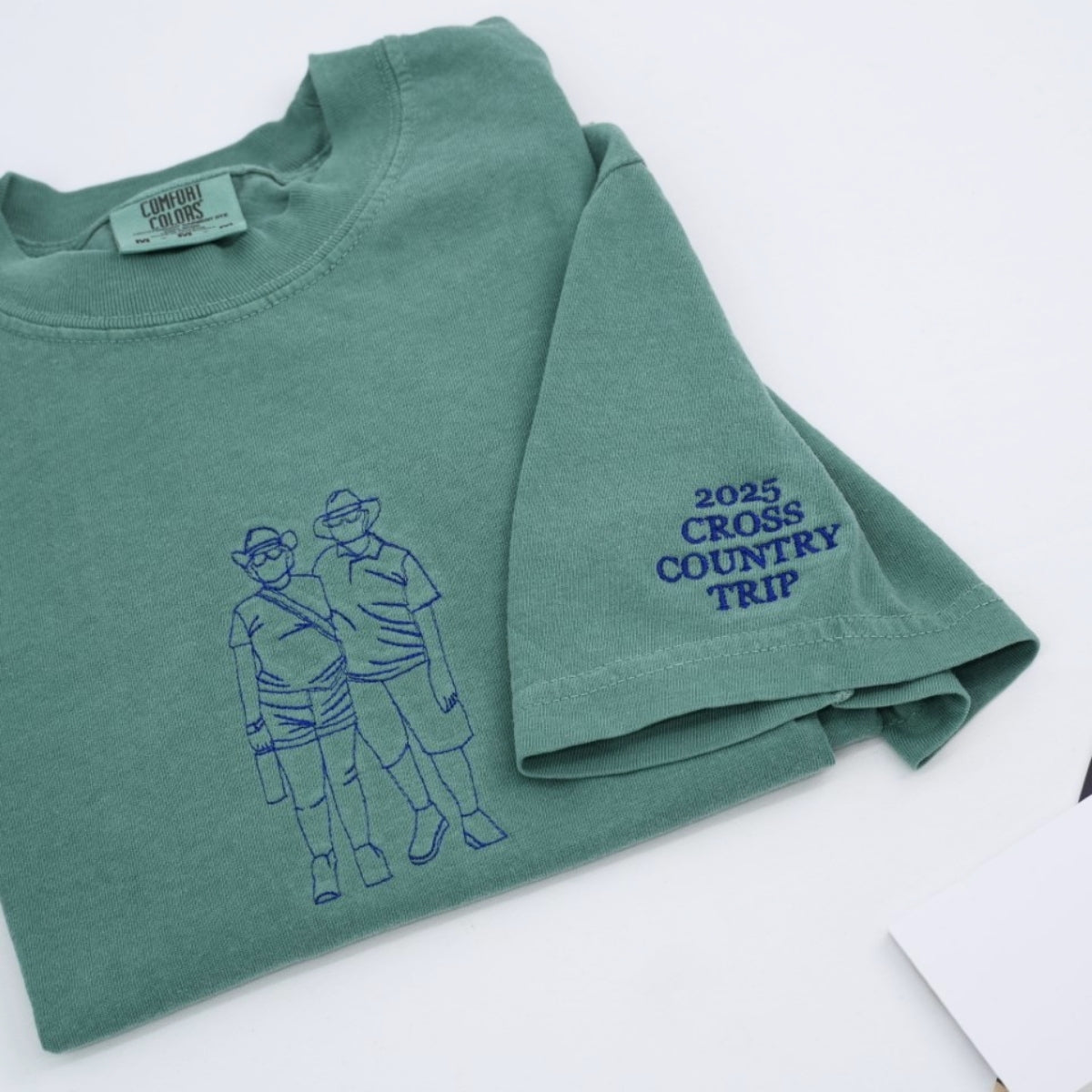 Couple Photo Custom Embroidered Hoodie - Outline Style - Personalized Anniversary Gift
