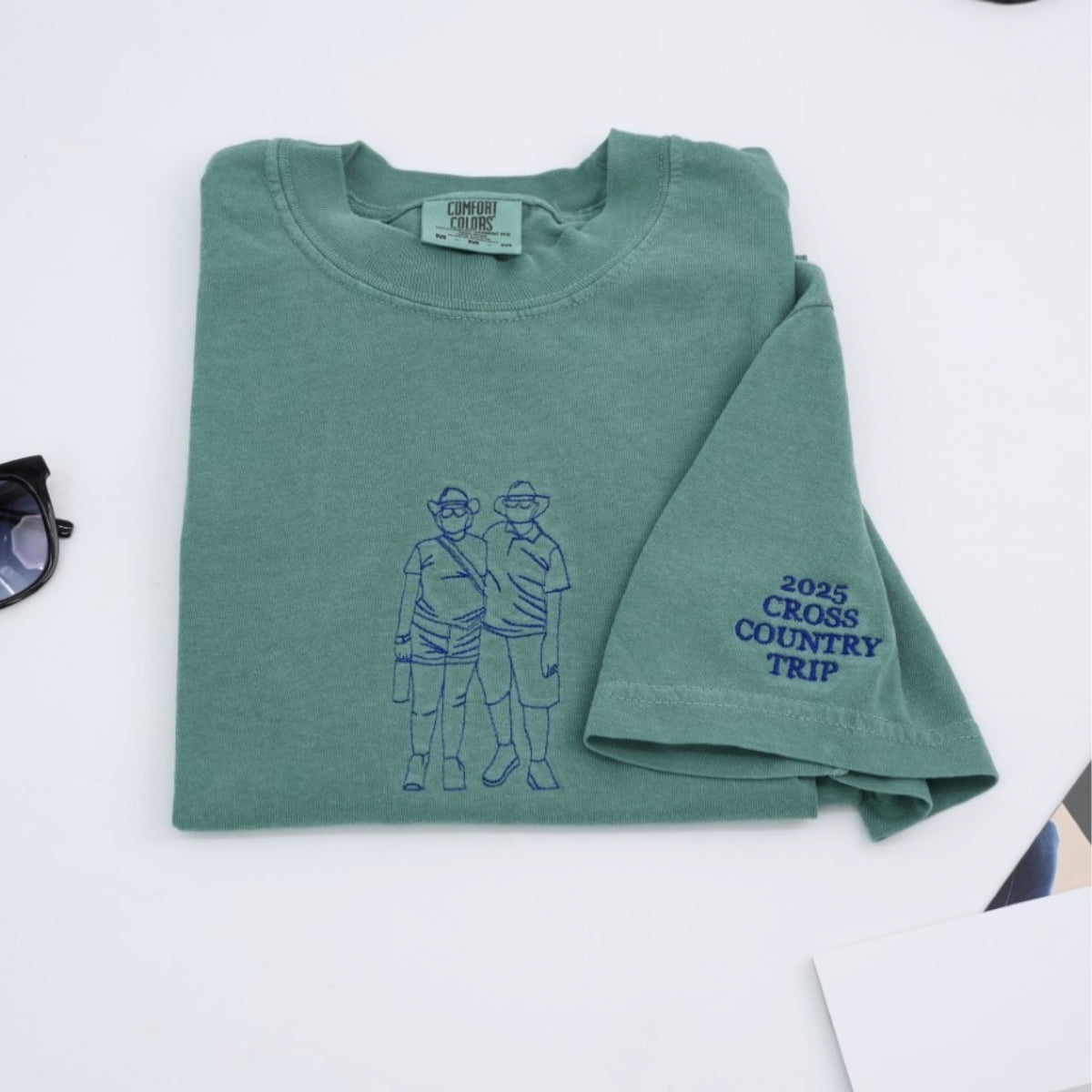 Couple Photo Custom Embroidered Hoodie - Outline Style - Personalized Anniversary Gift