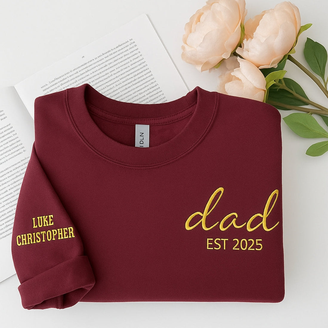 Dad EST Custom Embroidered Sweatshirt - Personalized Children Names - Perfect New Father Gift