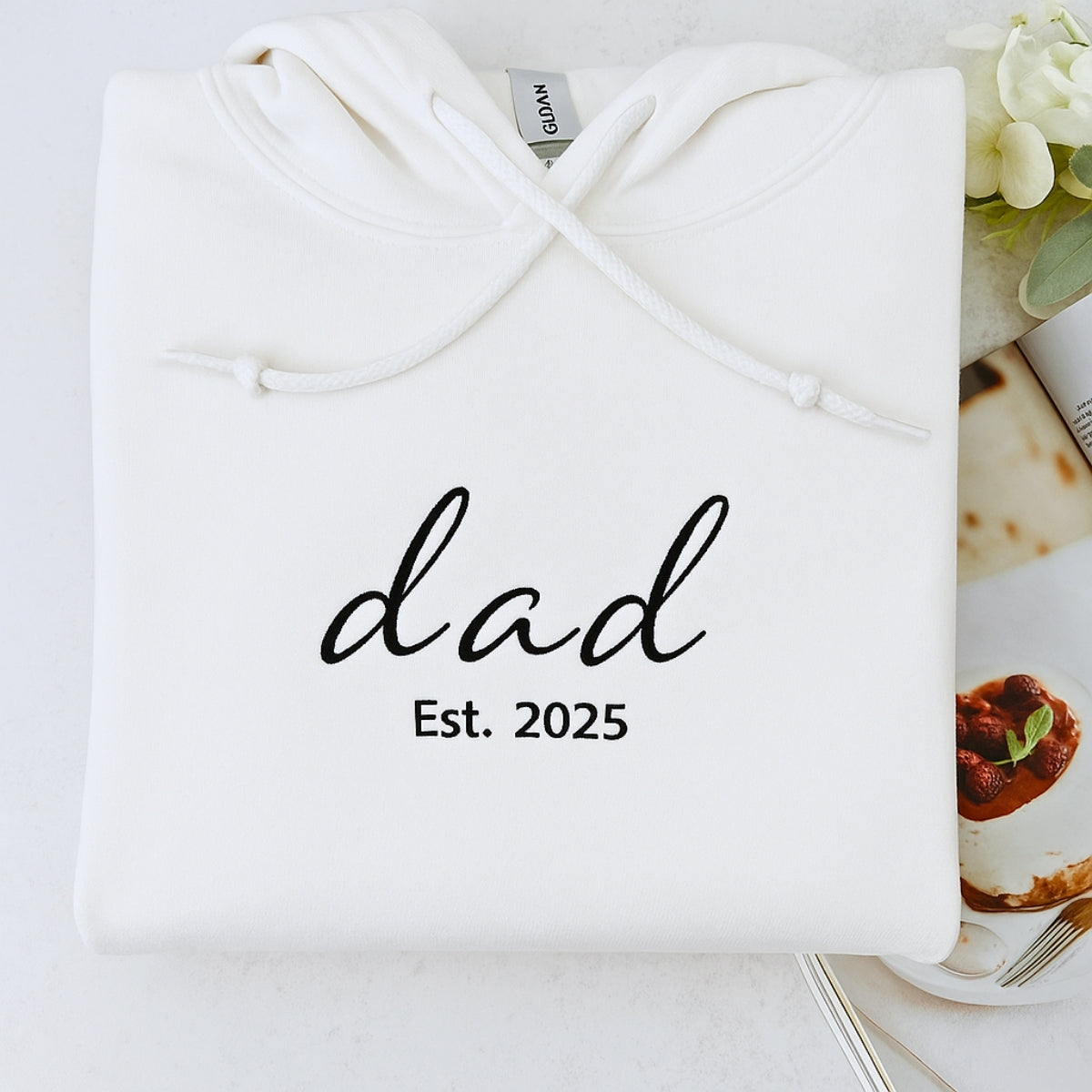 Dad Custom Embroidered Hoodie - EST Children Names - Personalized Family Gift