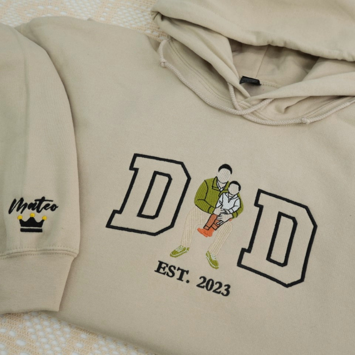 Dad Custom Embroidered Hoodie - Active Father Child - Personalized Father's Day Gift