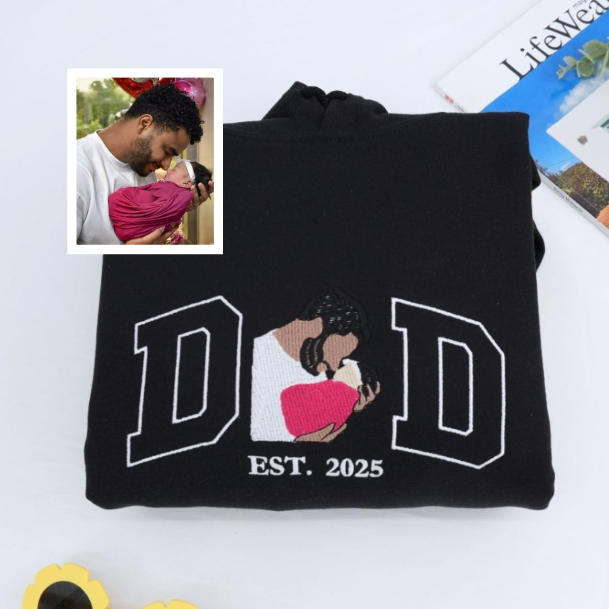 Dad Custom Embroidered Hoodie - Active Father Child - Personalized Father's Day Gift