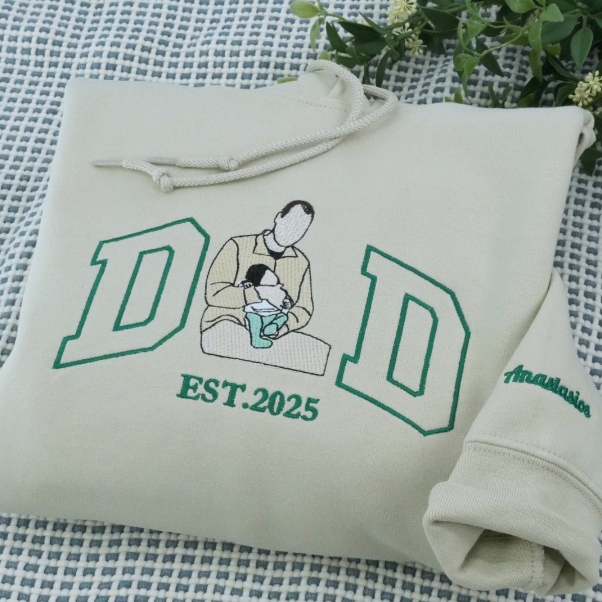 Dad Custom Embroidered Hoodie - Active Father Child - Personalized Father's Day Gift