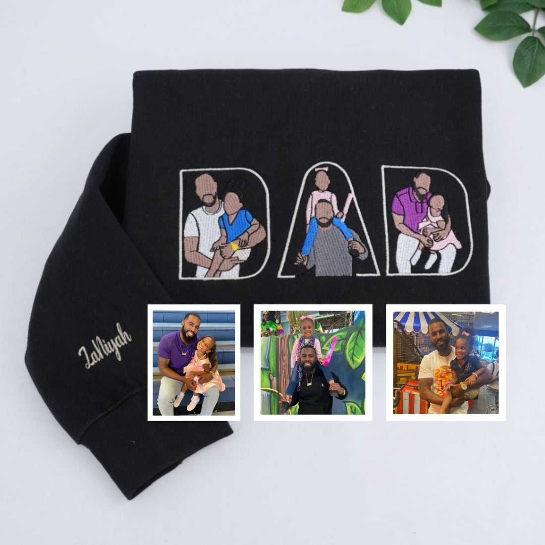 Dad Custom Embroidered Hoodie - Father Child Bonding - Personalized Father Gift