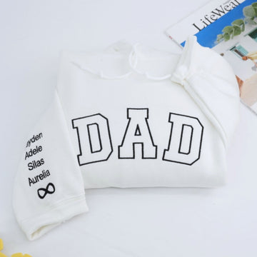 Kids Names Custom Embroidered Dad Sweatshirt - Personalized Father's Day Gift