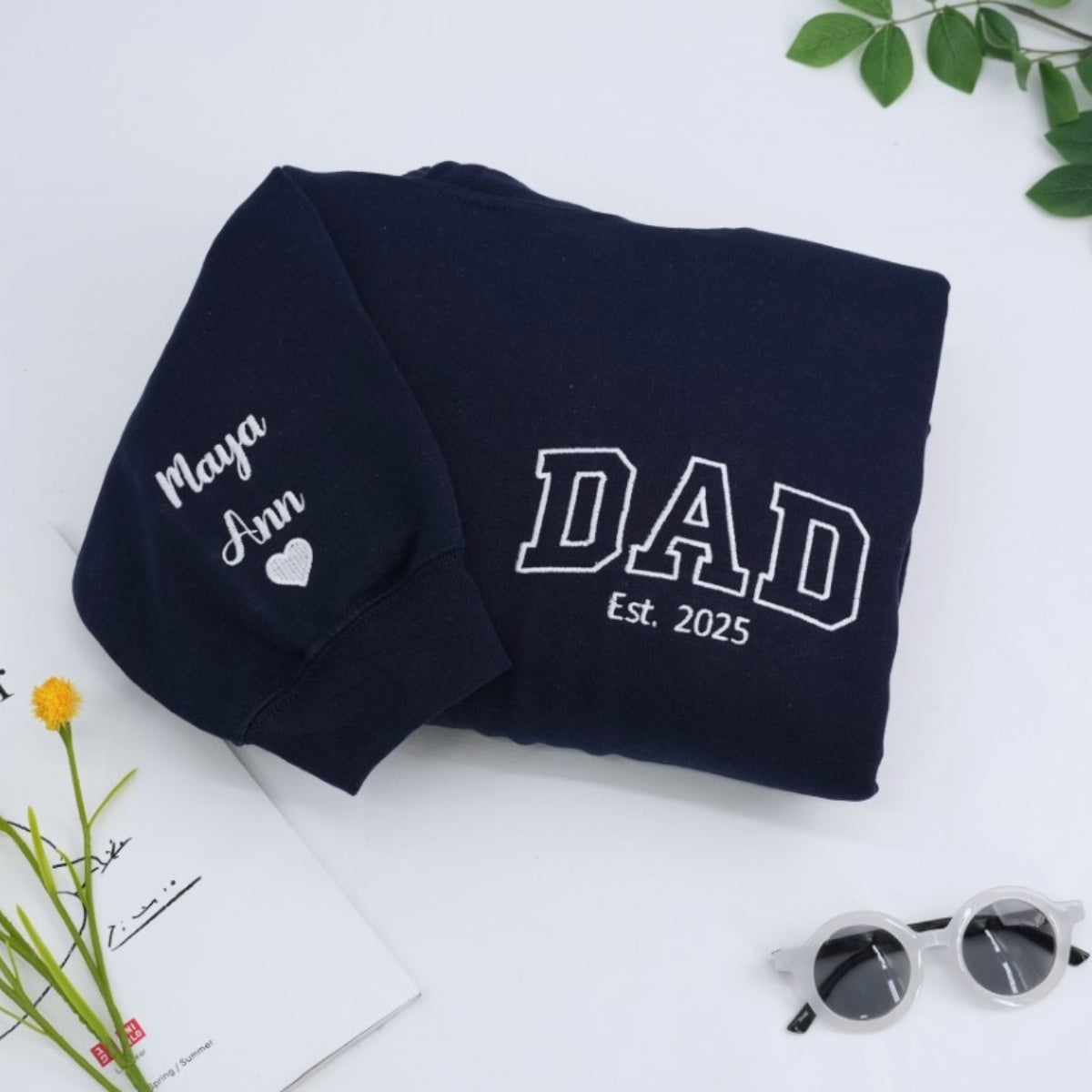 Kids Names Custom Embroidered Dad Sweatshirt - Personalized Father's Day Gift
