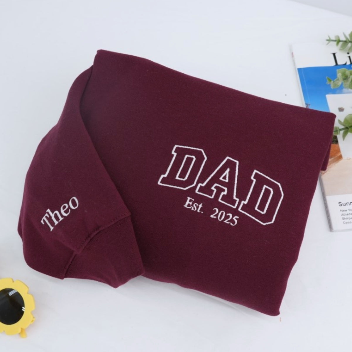 Kids Names Custom Embroidered Dad Sweatshirt - Personalized Father's Day Gift