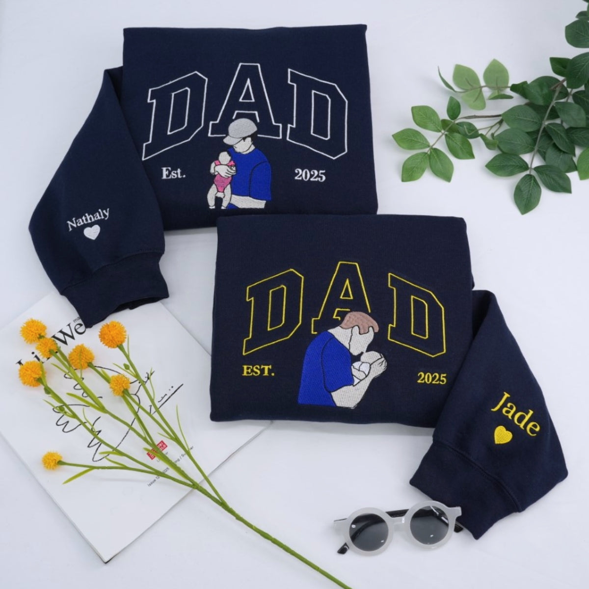 New Father Custom Embroidered Dad Hoodie - Personalized Father's Day Gift