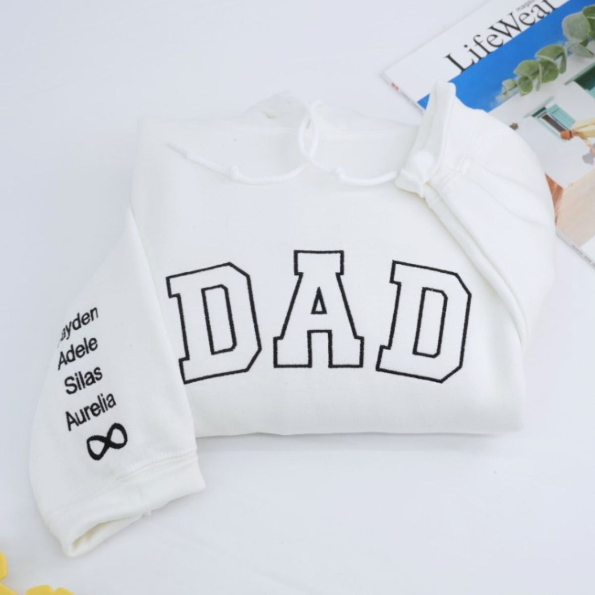 Child Name Custom Embroidered Dad Hoodie - Personalized First Father's Day Gift