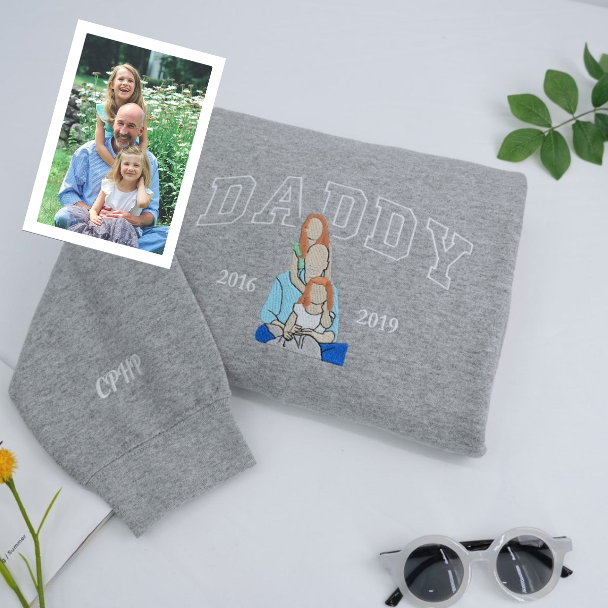 Family Kids Names Custom Embroidered Daddy Sweatshirt - Personalized Father Gift
