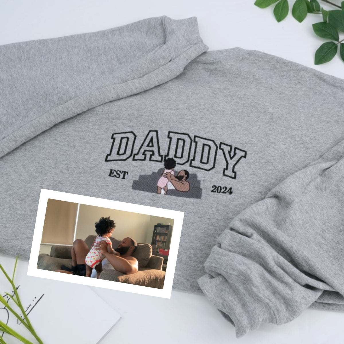 Family Kids Names Custom Embroidered Daddy Sweatshirt - Personalized Father Gift