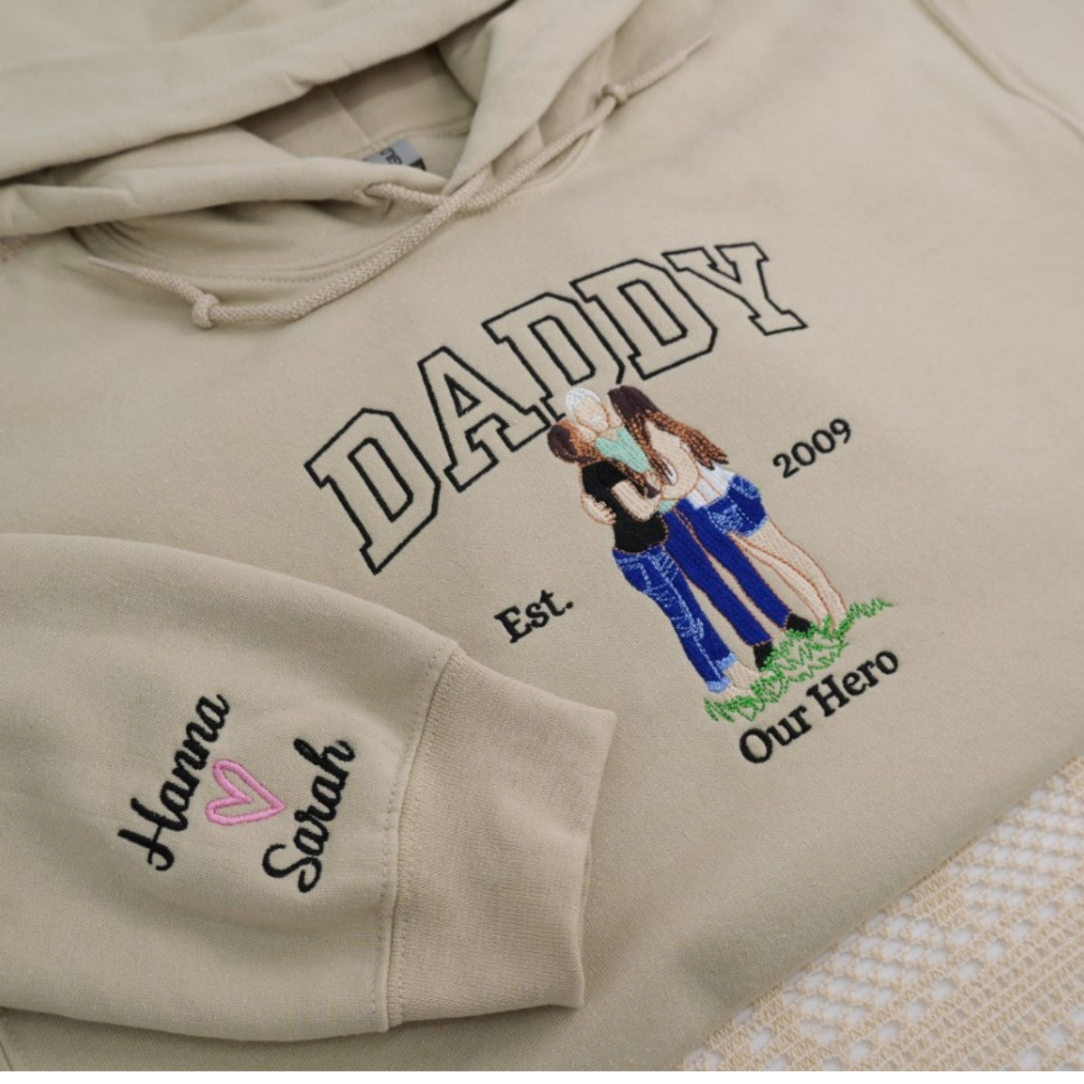 Family Kids Names Custom Embroidered Daddy Sweatshirt - Personalized Father Gift
