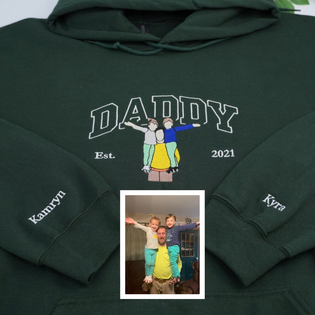 Family Kids Names Custom Embroidered Daddy Sweatshirt - Personalized Father Gift