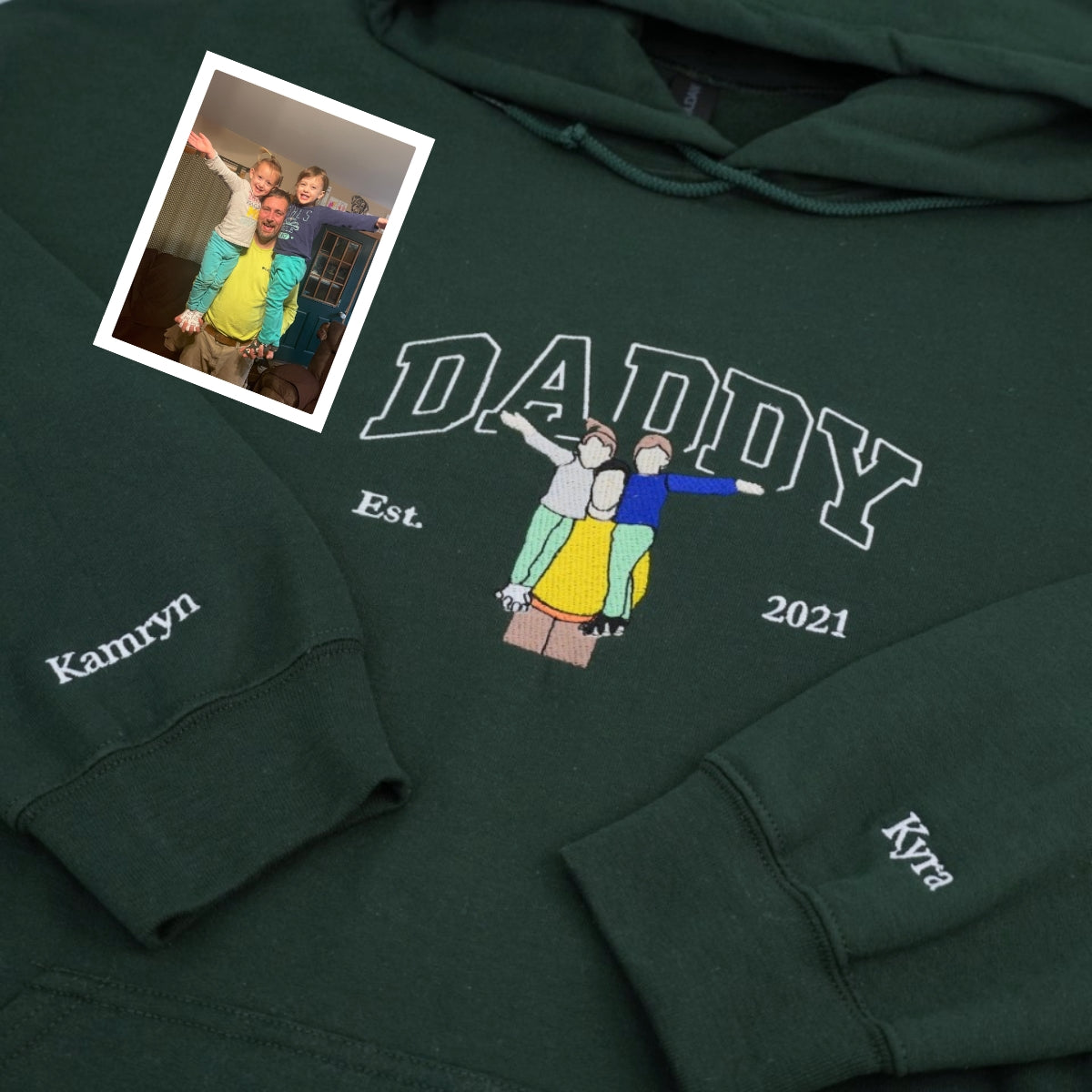 Family Kids Names Custom Embroidered Daddy Sweatshirt - Personalized Father Gift