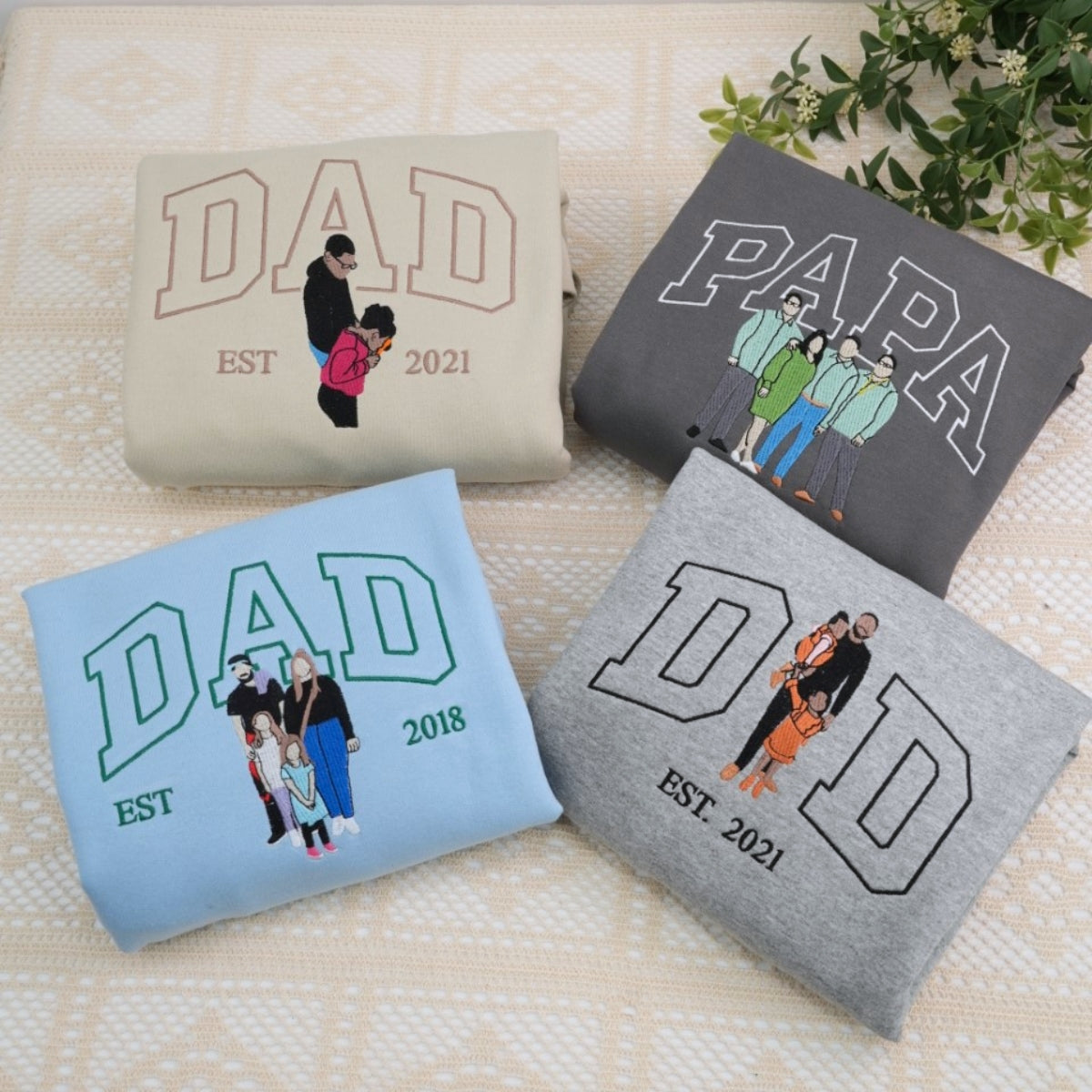 Family Kids Names Custom Embroidered Daddy Sweatshirt - Personalized Father Gift