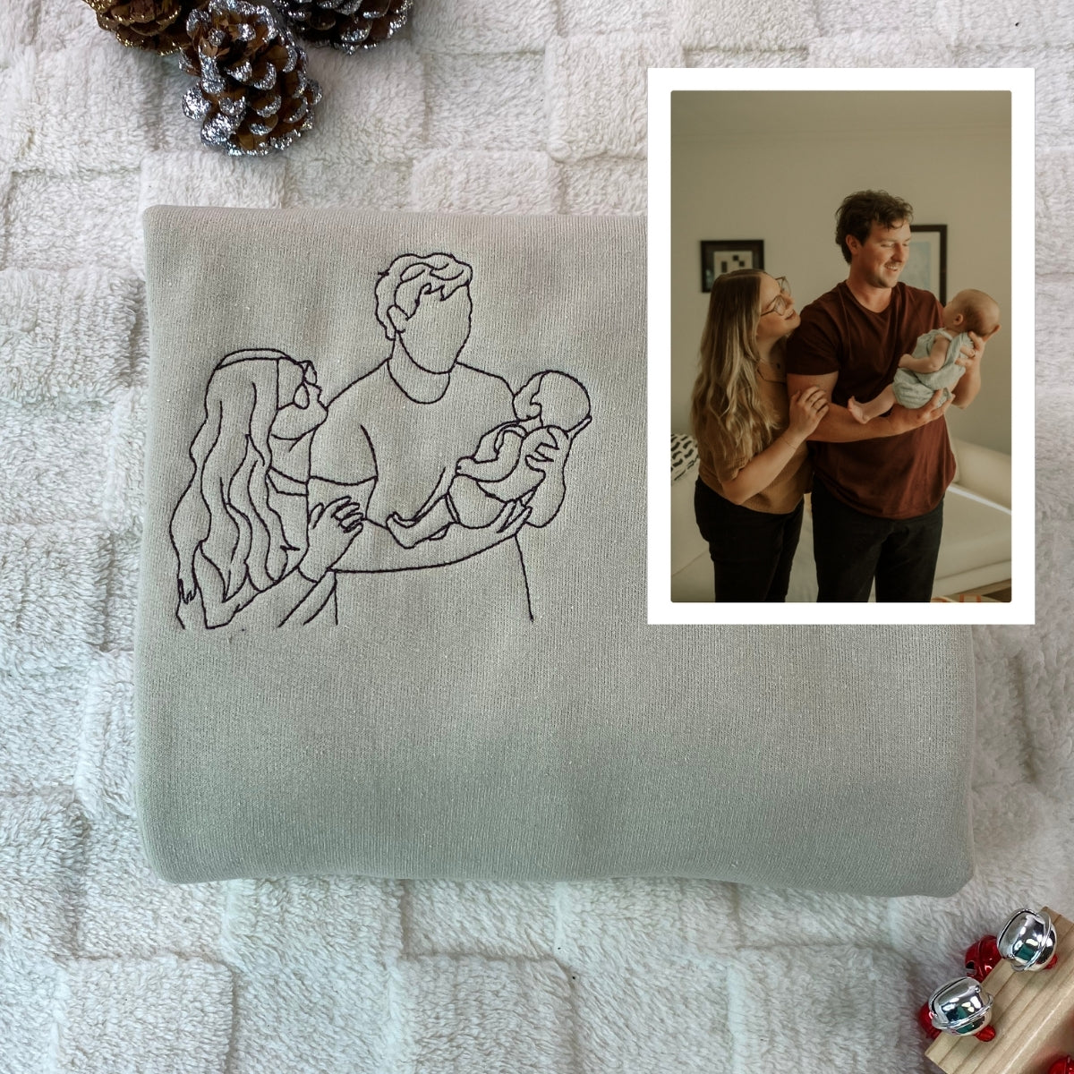 Photo Roman Numeral Custom Embroidered Couple Hoodie - Personalized Anniversary Gift