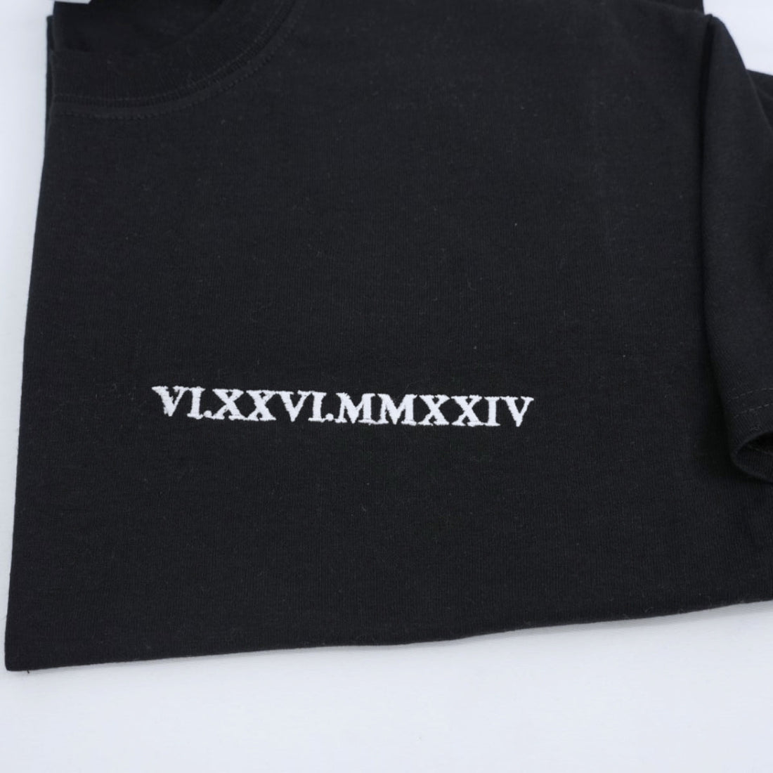 Roman Numeral Date Custom Embroidered Couple T-Shirt - Personalized Wedding Gift