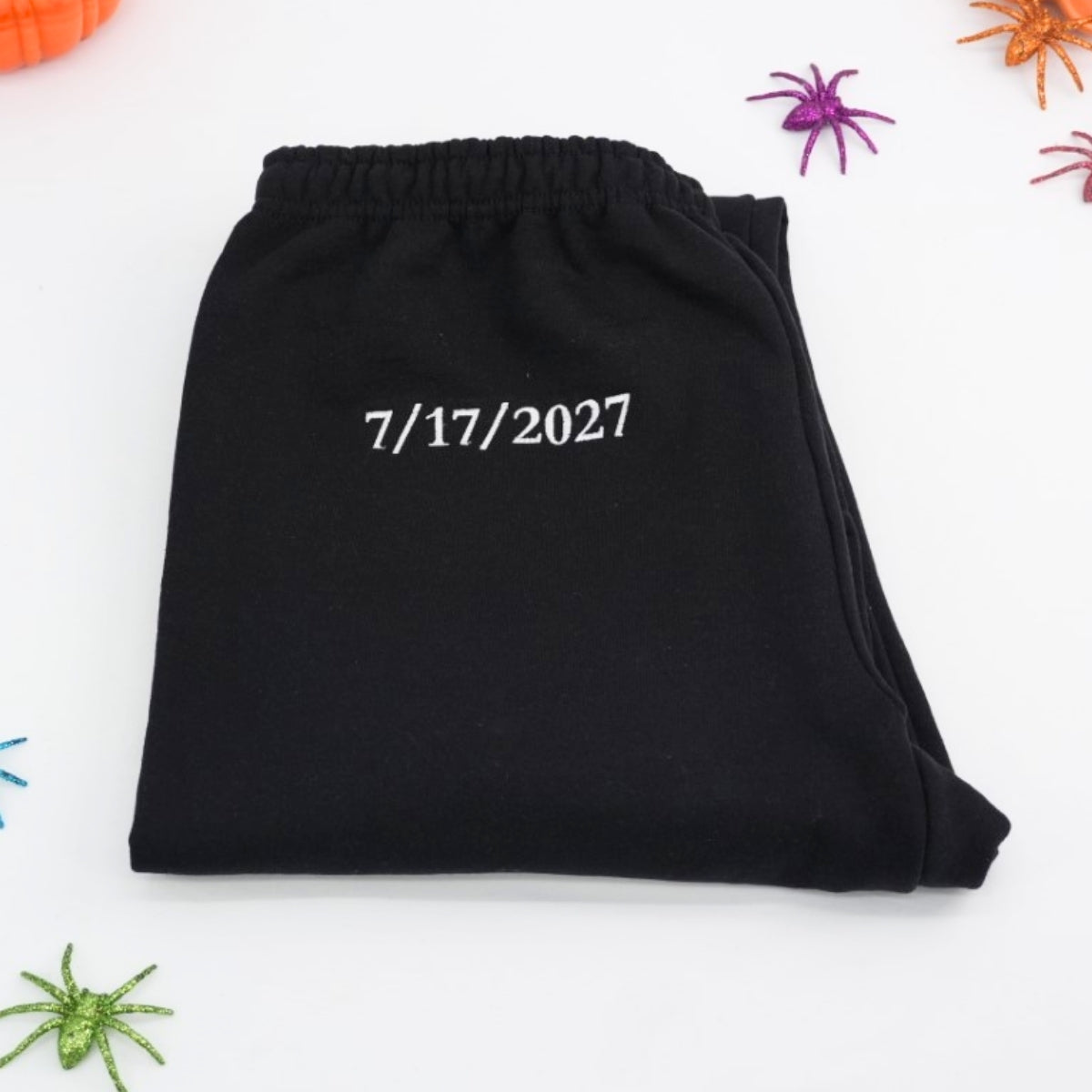 Halloween Date Custom Embroidered Sweatpants - Personalized Anniversary Gift