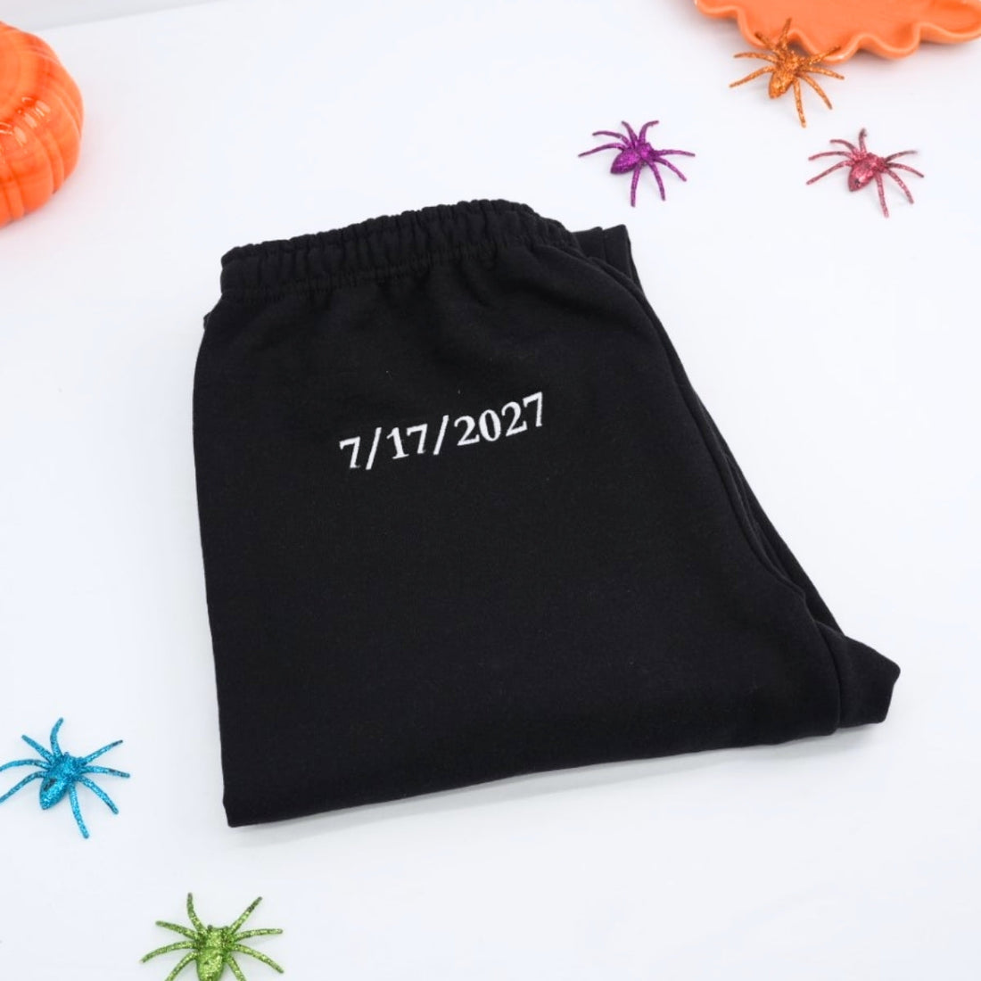 Halloween Date Custom Embroidered Sweatpants - Personalized Anniversary Gift