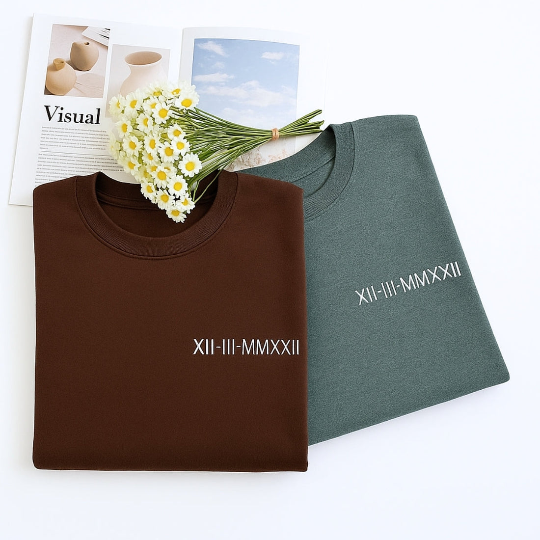 Roman Numeral Anniversary Custom Embroidered Sweatshirt - Personalized Date Gift