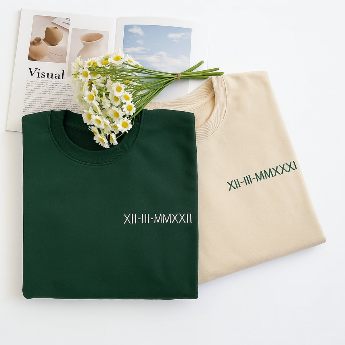 Roman Numeral Anniversary Custom Embroidered Sweatshirt - Personalized Date Gift