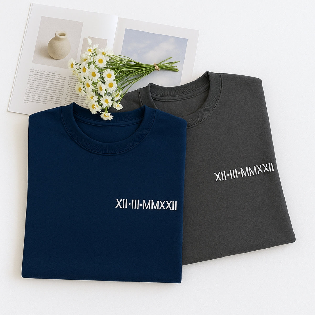 Roman Numeral Anniversary Custom Embroidered Sweatshirt - Personalized Date Gift