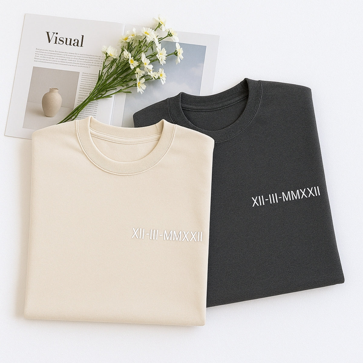 Roman Numeral Anniversary Custom Embroidered Sweatshirt - Personalized Date Gift