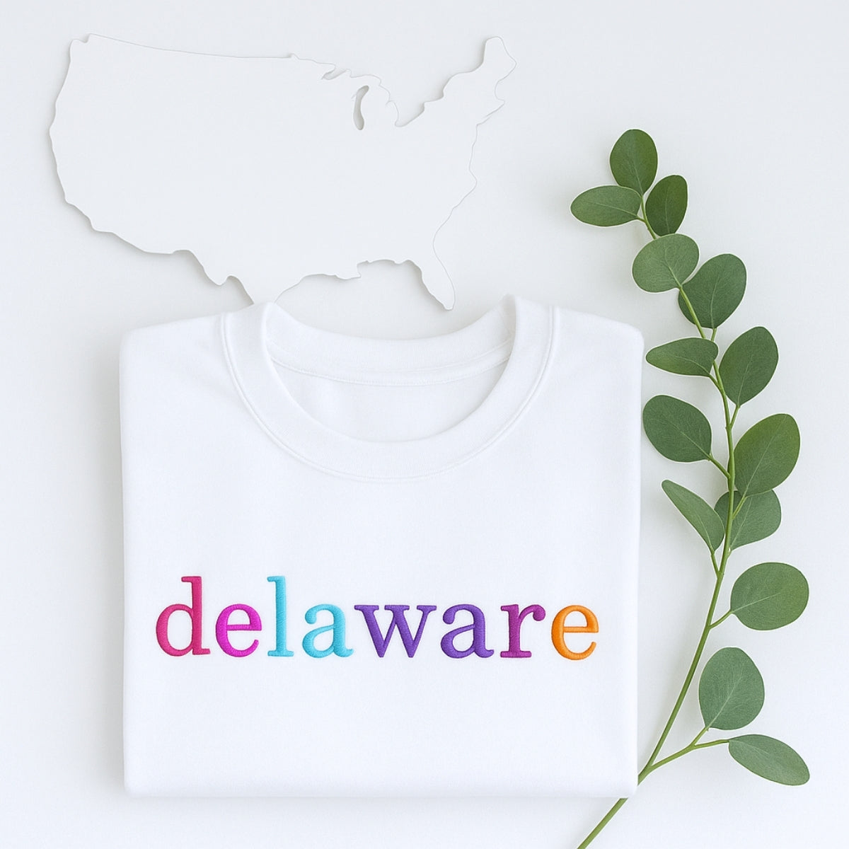 Delaware State Pride Custom Embroidered Sweatshirt - Rainbow Lettering - Personalized Gift