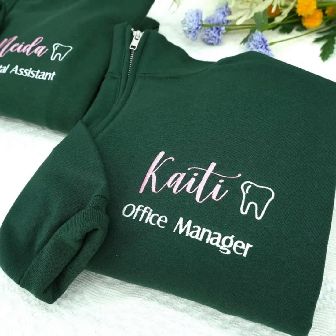 Dental Office Manager Custom Embroidered Quarter-Zip - Personalized Dental Staff Sweatshirt