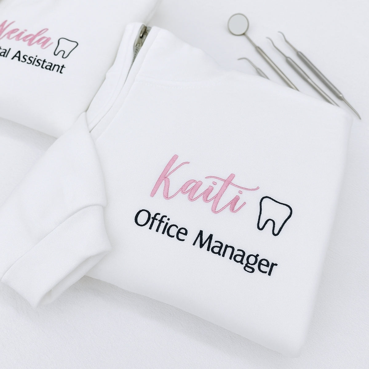Dental Office Manager Custom Embroidered Quarter-Zip - Personalized Dental Staff Sweatshirt