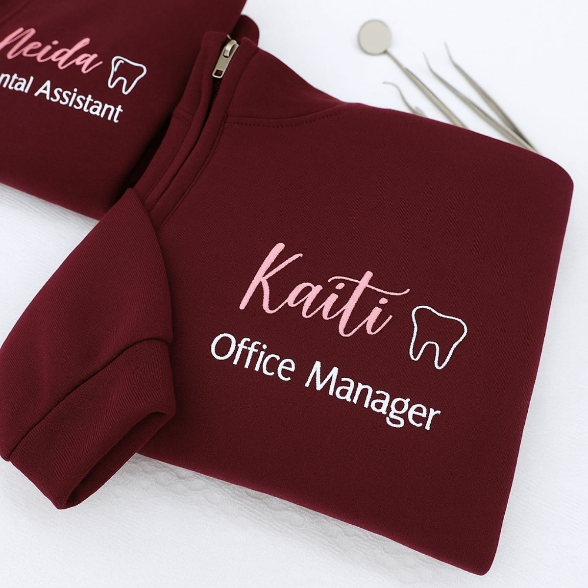 Dental Office Manager Custom Embroidered Quarter-Zip - Personalized Dental Staff Sweatshirt