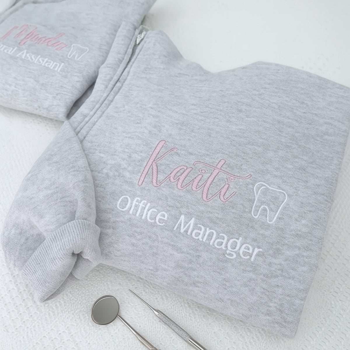 Dental Office Manager Custom Embroidered Quarter-Zip - Personalized Dental Staff Sweatshirt